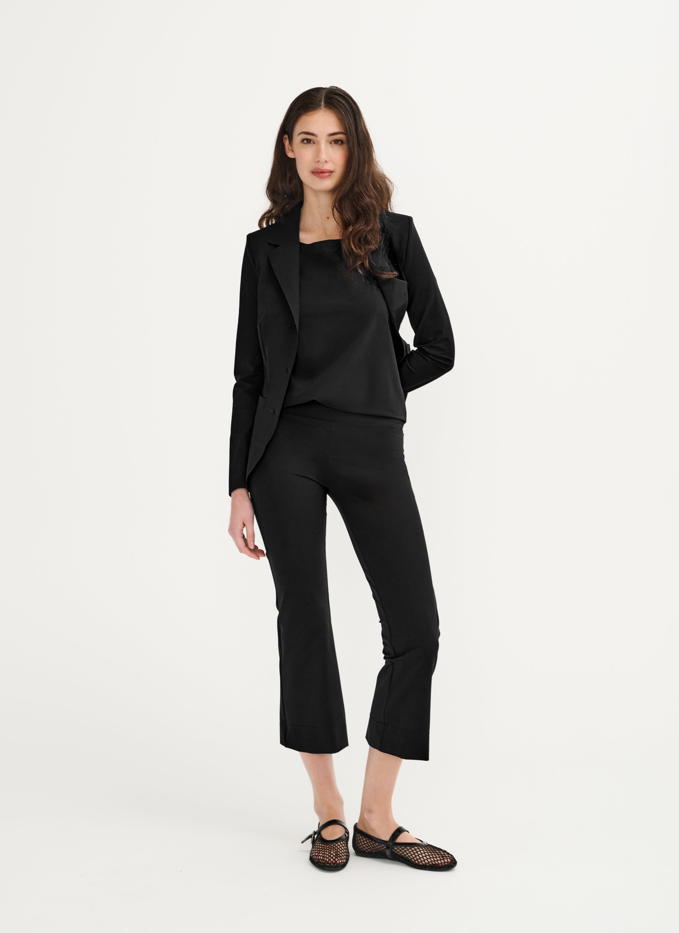 Pants | Cropped Flare | Travel jersey | Kaya | Deep black | Japan