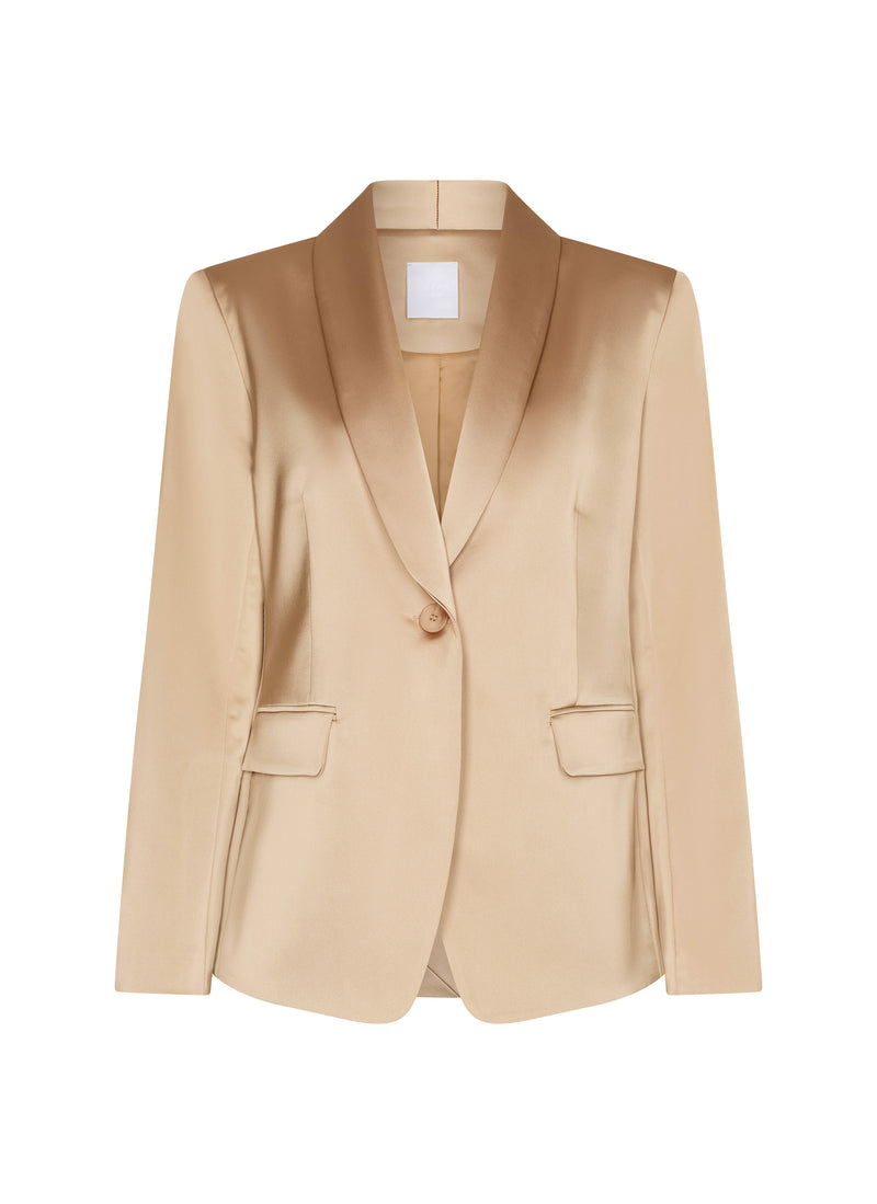 Blazer | Schwerer Satin-Stretch | Rokuro | Champagne
