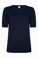 Strick | Top | Halbarm | Baumwollstrick | Kie | Black-Blue