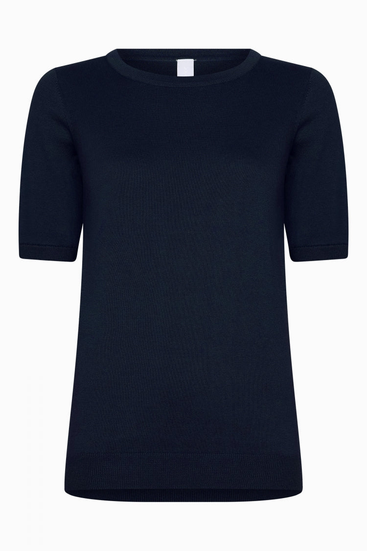 Knit | top | Half-length | cotton knit | Kie | Black-Blue