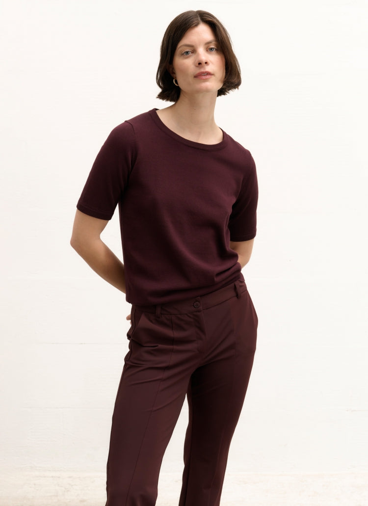 Knit | top | Half-length | cotton knit | Kie | Aubergine Knit