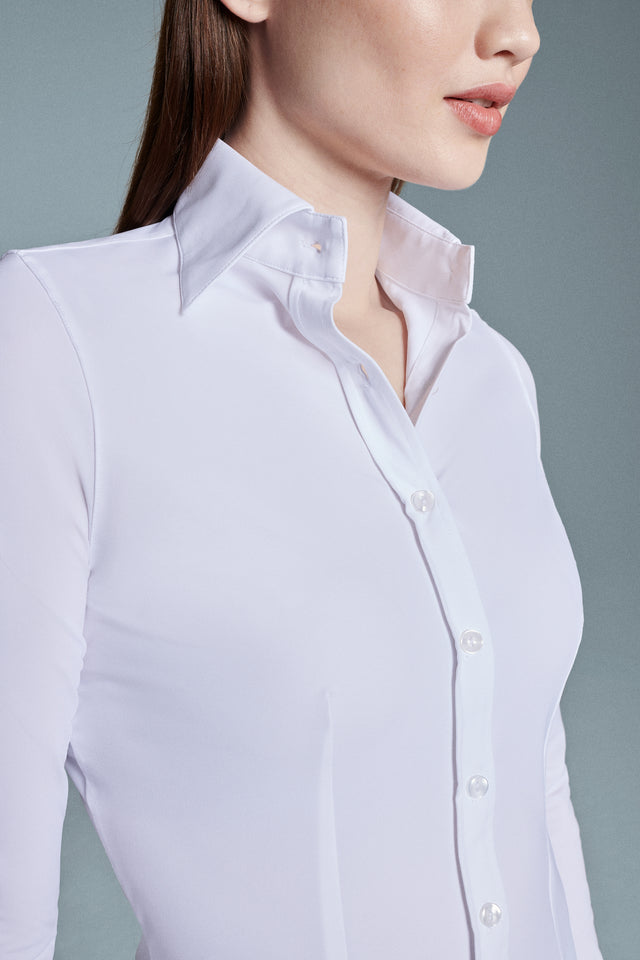 Button-up Travel Jersey Shirt | Ayaka | white