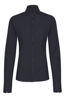 Button-up Travel Jersey blouse | Ayaka Closed | Black-Blue
