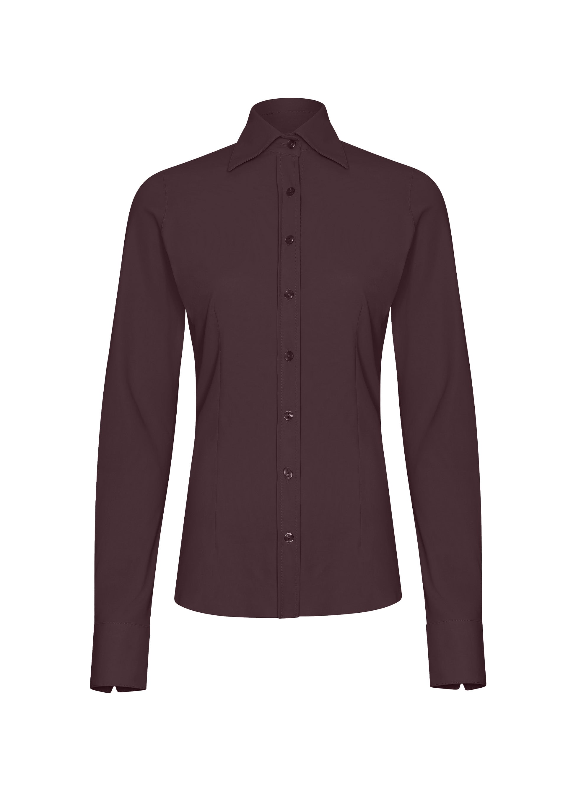 Button-up Travel Jersey Shirt | Ayaka Closed | Aubergine