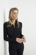 Button-up | Travel Jersey blouse | Ayaka Closed | Deep Black
