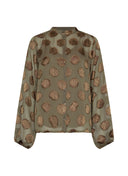 Blouse | Viscose Polyester | Tankuya | Olive Dot