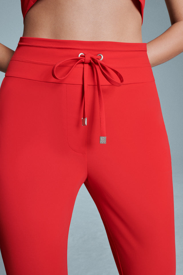 Drawstring Travel Jersey Trousers | Yogi | red