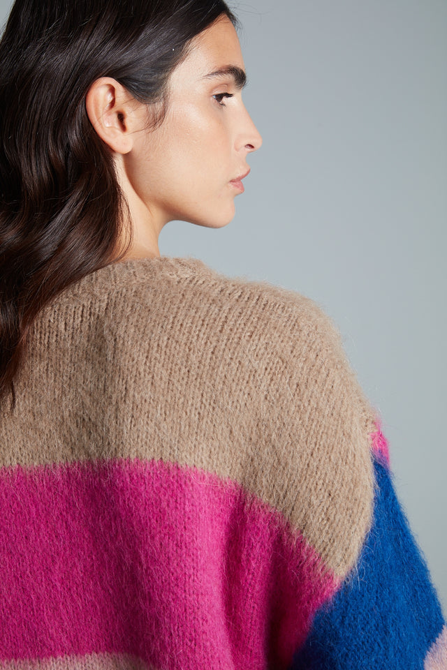 Alpaca | Sweater | Gyada | Intarsia Kobalt-Pink