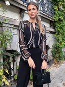 Blouse | Ausbrenner | Azora | Black/Off white