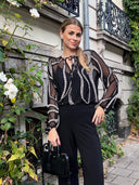 Blouse | Ausbrenner | Azora | Black/Off white