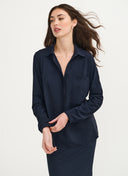 Bluse | Light-Travelqualität | Kaemi | Black-Blue