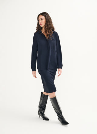 Leichte Travel Jersey Bluse | Kaemi | schwarz blau