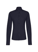 Bluse | Button-up | Reise-Jersey | Ayaka | Schwarz Blau