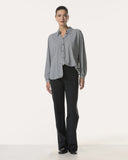 Blouse | Rib Light Travel | Iwai Diagonal Stripe | diagonal stripe black
