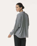 Blouse | Rib Light Travel | Iwai Diagonal Stripe | diagonal stripe black