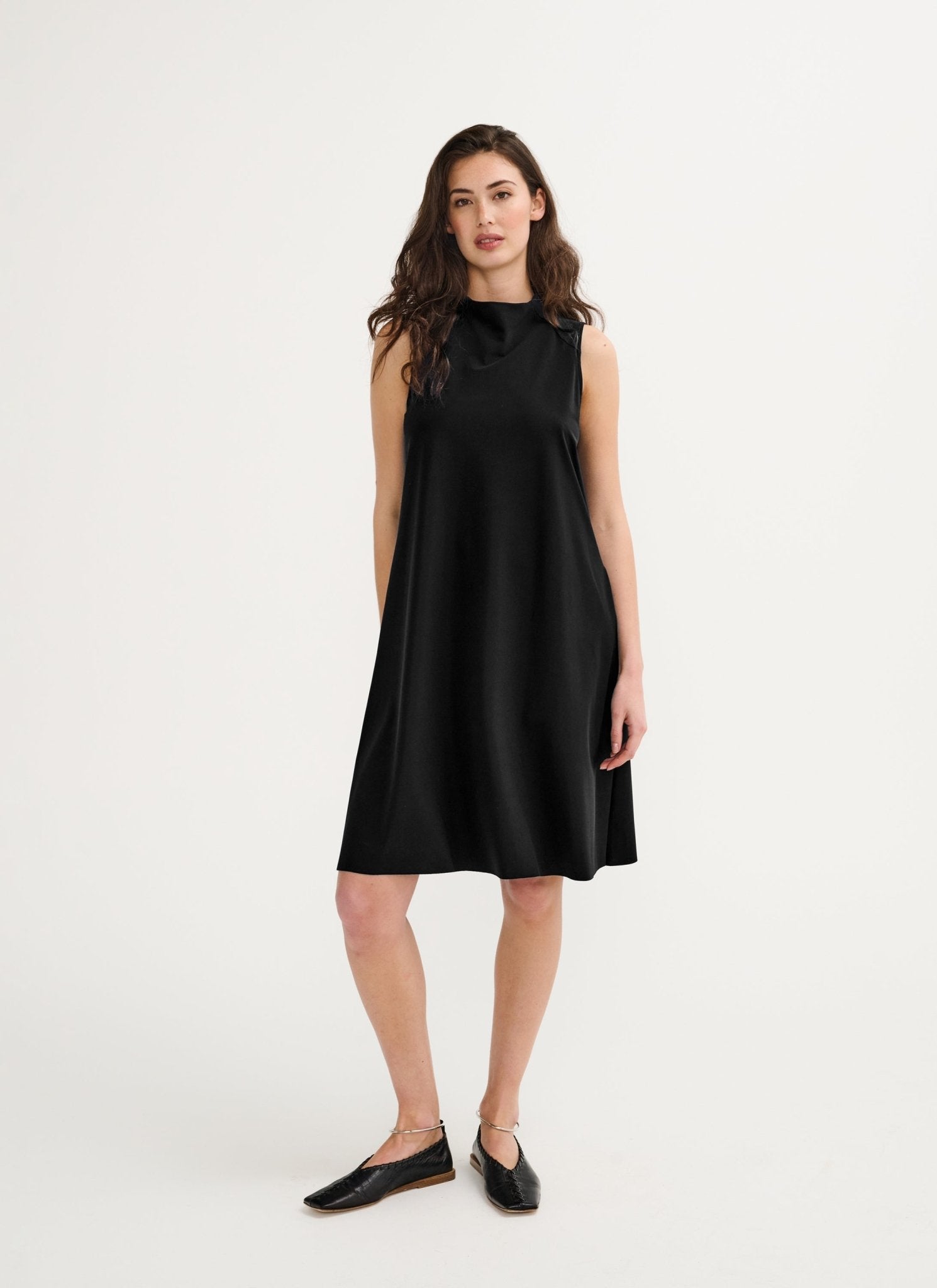 Sleeveless Dress Travel Jersey Amya Deep Black Japan TKY