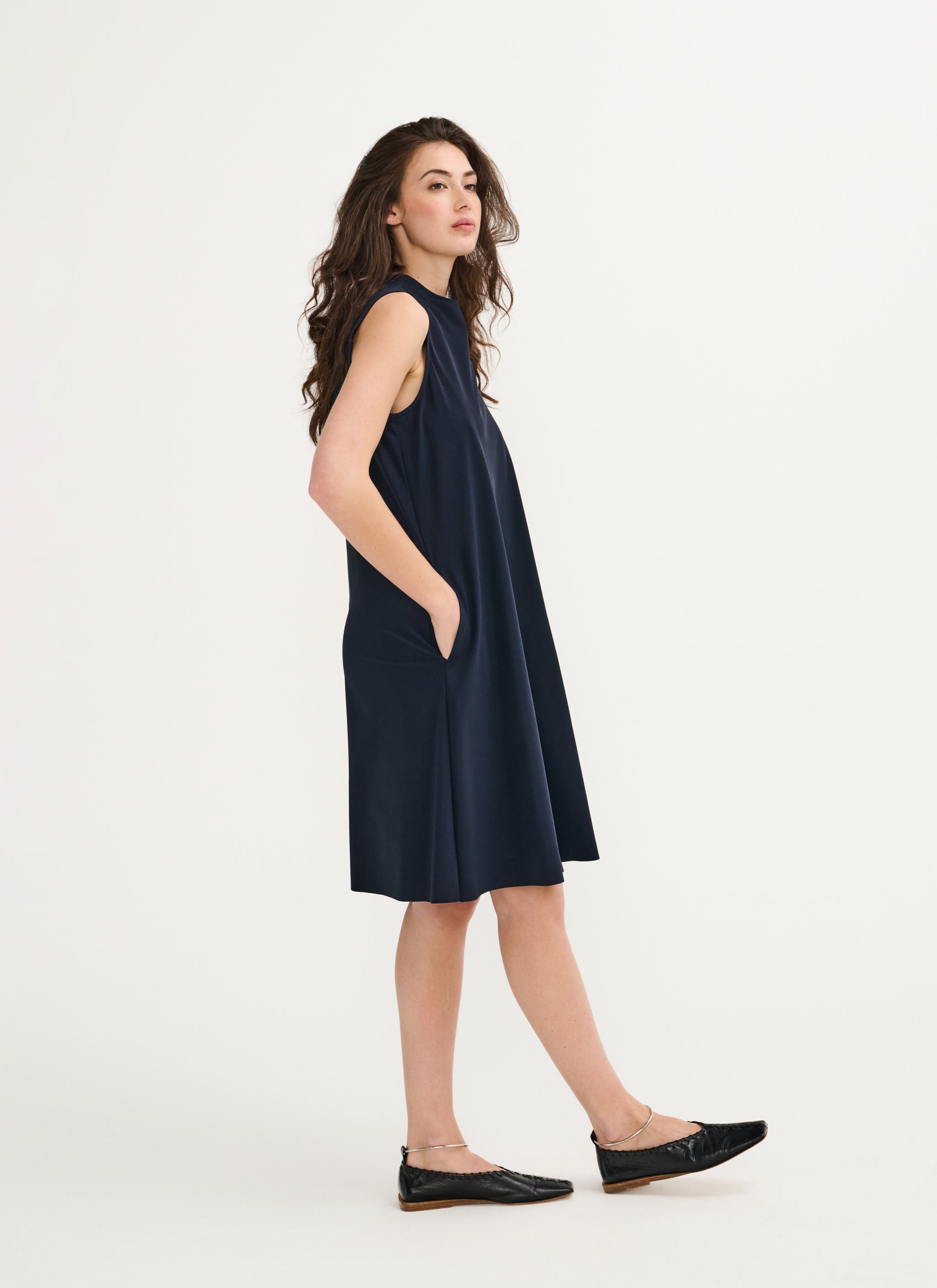 Sleeveless Dress Travel Jersey Amya Black-blue Japan TKY