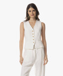 Gilet | Linen Viscose Structure | Mirya | soft white - shop_name