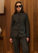 Jacket | Jersey Wool Blend | Celia | Antra/Black Stripe