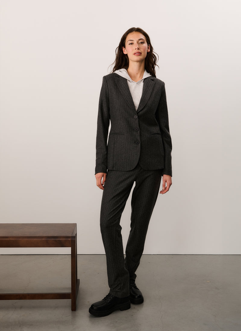 Blazer | Jersey Wool Blend | Woky | Antra/Black Stripe