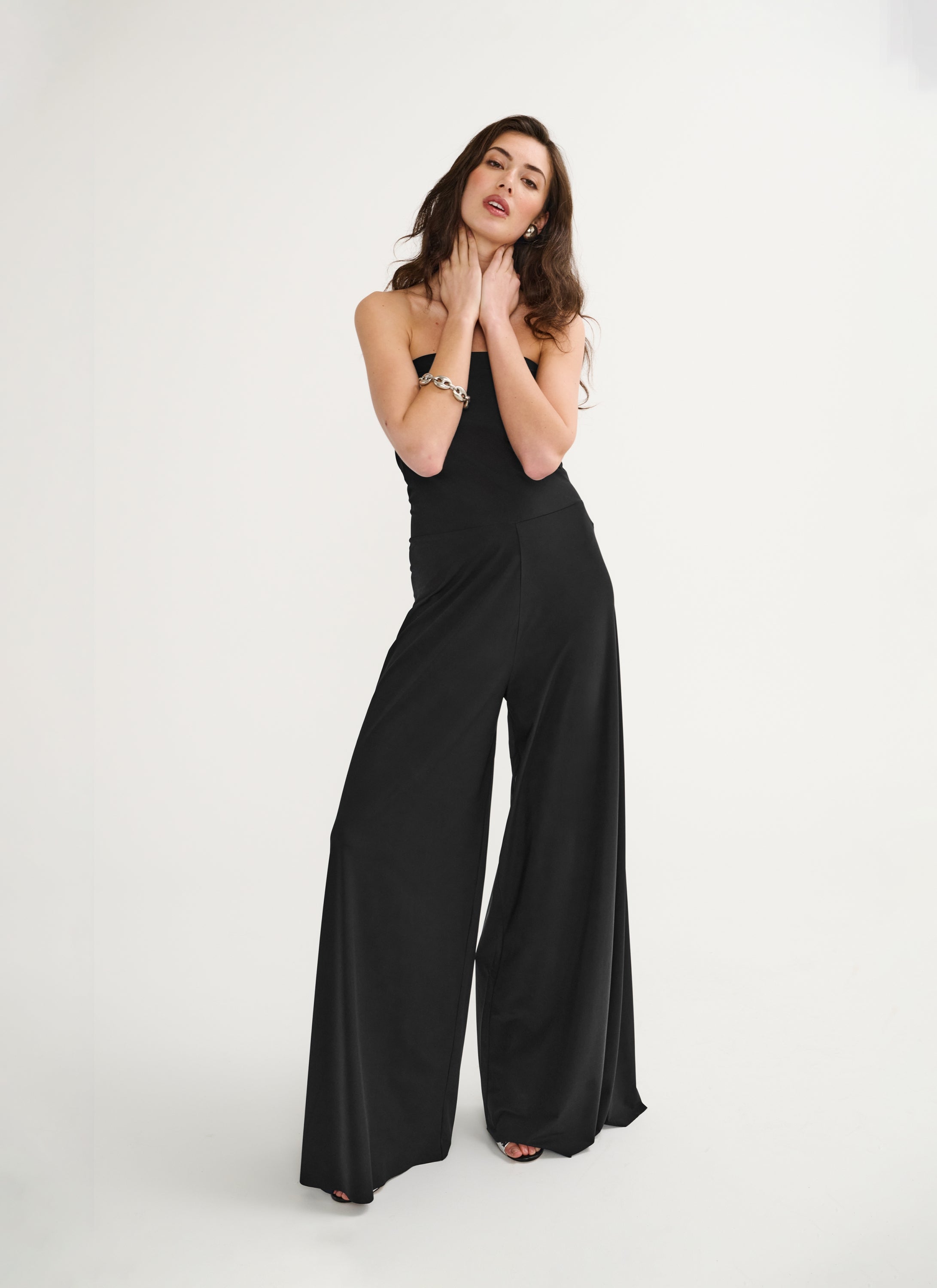 Jumpsuit | Strapless | Travel Jersey | Jumpy | Deep black | Japan