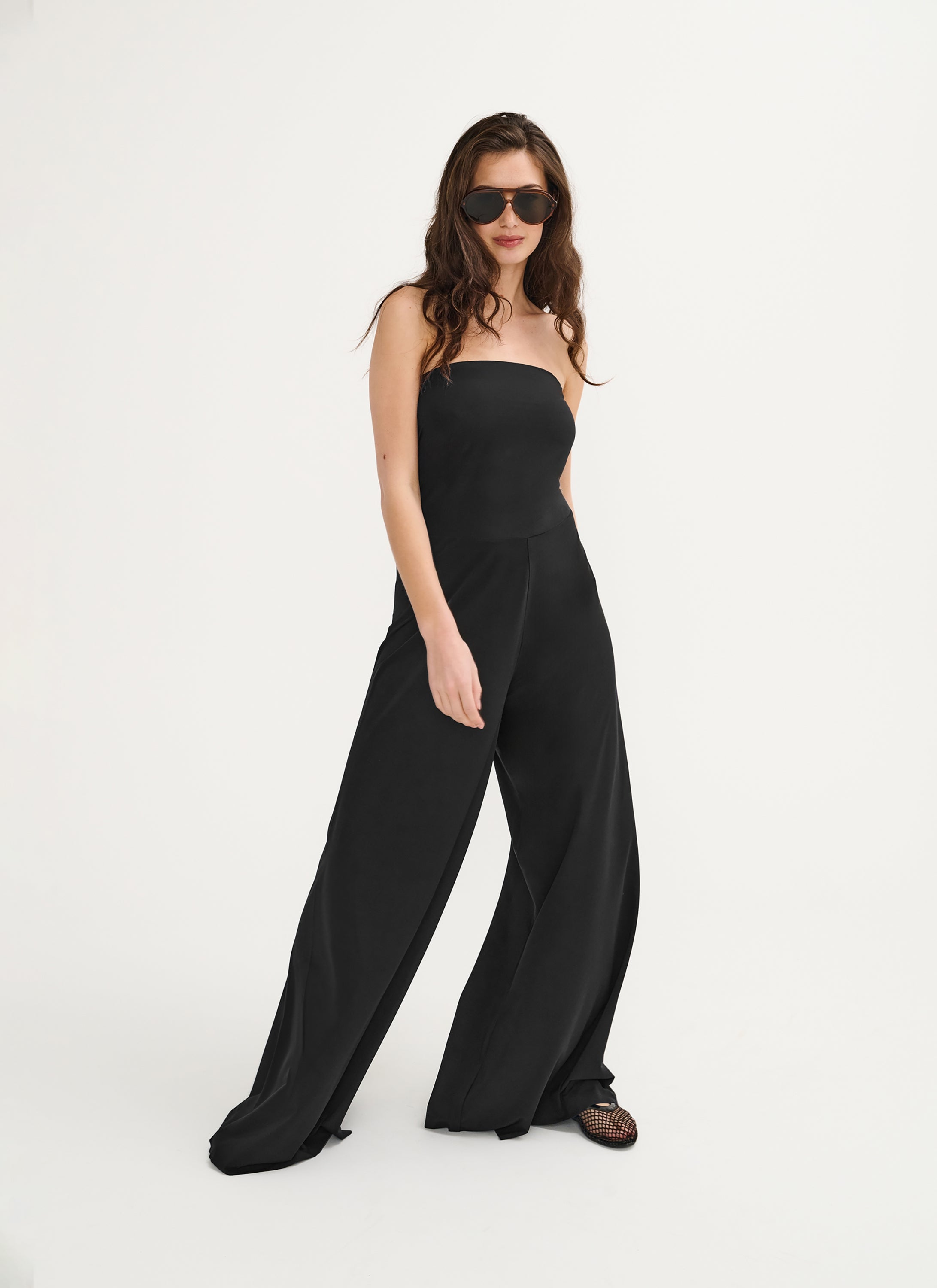 Jumpsuit | Strapless | Travel Jersey | Jumpy | Deep black | Japan