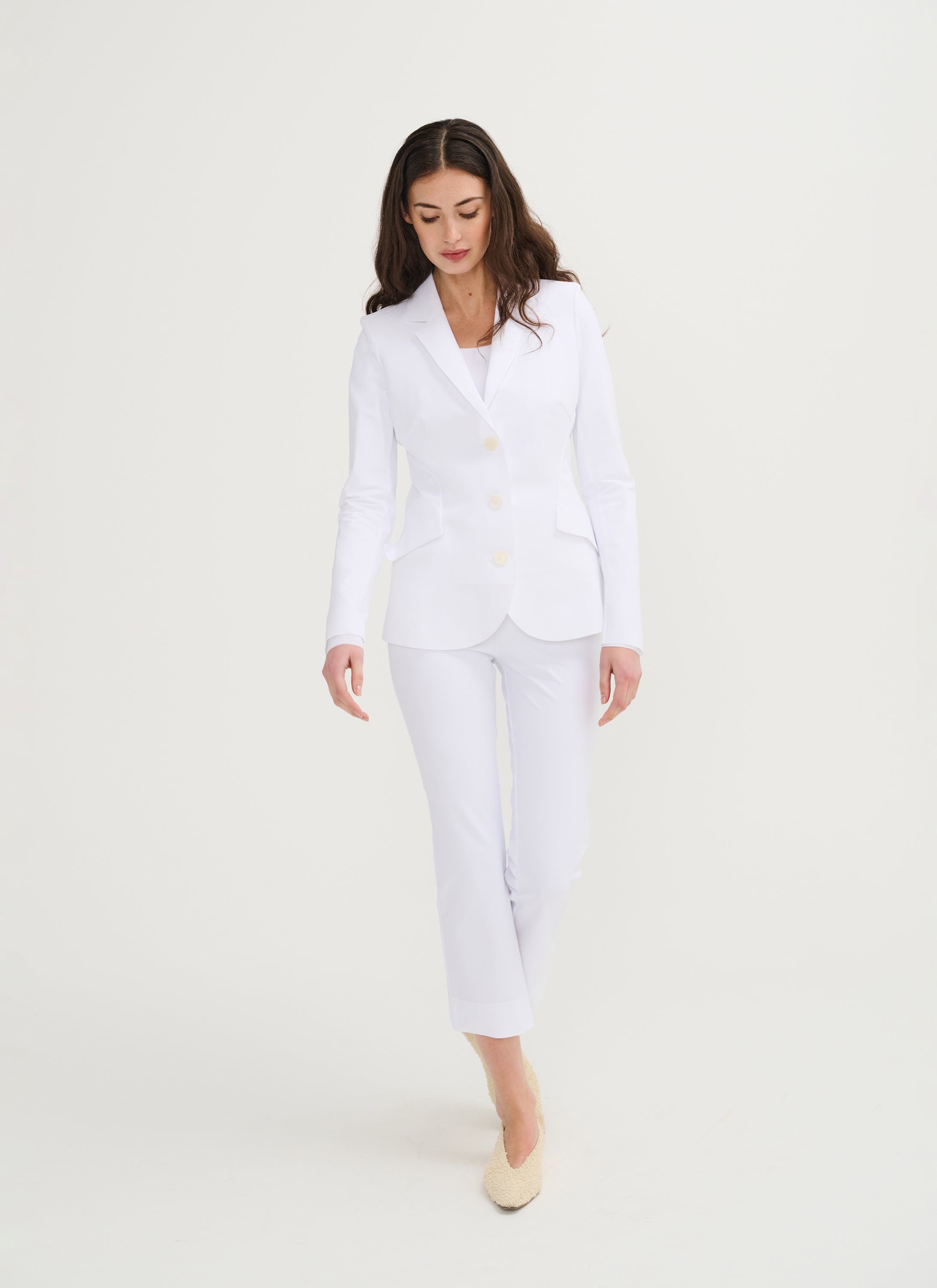 Pants | Cropped Flare | Travel jersey | Kaya | White | Japan TKY