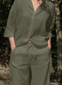 Pants | Linen | Hirsako | Olive linen