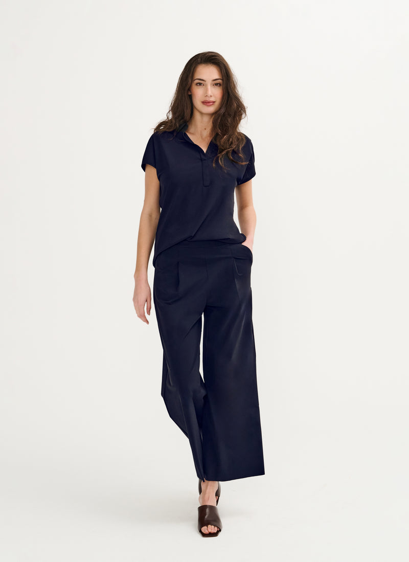 Wide-Leg | Reisetrikot | Hose | Kona | schwarz-blau