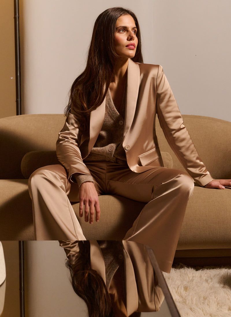 Pants | Heavy Satin Stretch | Kawase | Champagne