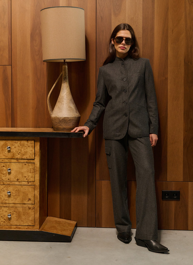 Pants | Jersey Wool Blend | Nushi | Antra/Black Stripe