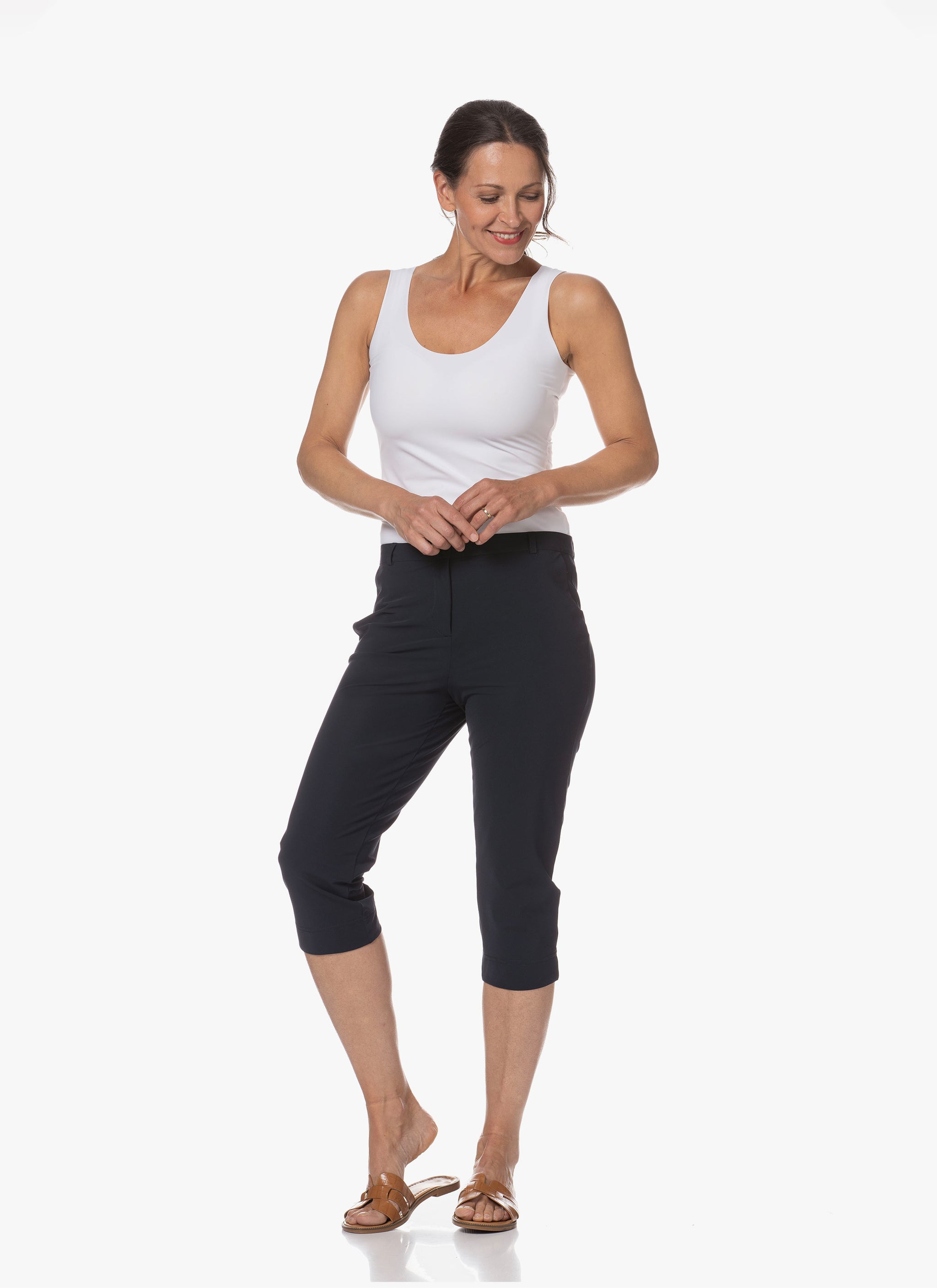 Pants Regular Travel Capri Black-Blue