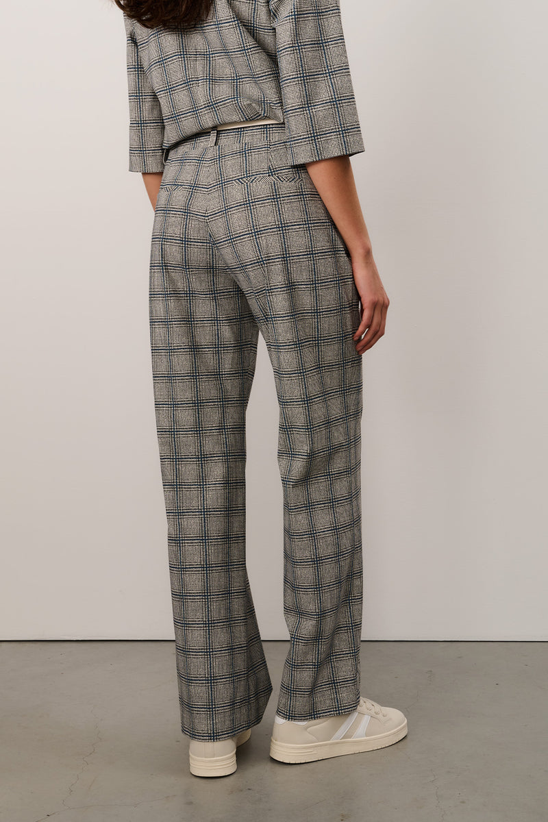 Pants | Travel Jersey | Masami Dessin | Grey/ Blue Check