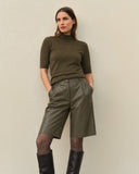 Shorts | Veganleder-Qualität | Kaori | Khaki Green