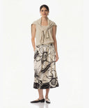 Skirt | Satin Viscose Dessin | Panuki Dessin | Ink Blossom