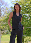 Top | Leinen | Elwy | Black linen