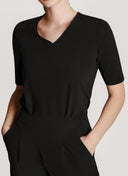 V-neck | T-shirt | Travel Jersey | Lyo | Deep Black