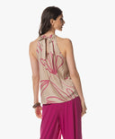 Top | Viscose Polyester | Wakaba Dessin | pinstripe petal