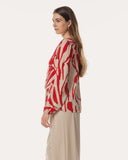 Blouse | Viscose | Tokiwa | Spiaggia Red block