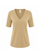 V-neck | T-shirt | Travel Qualität | Lyo | Safari Sand