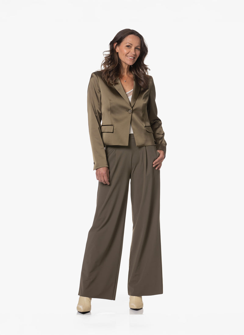 Blazer | Heavy Satin Stretch | Zofi | Olive Satin