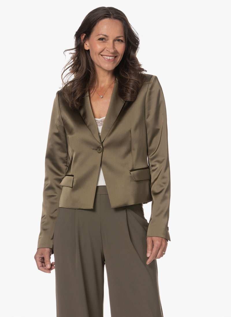 Blazer | Heavy Satin Stretch | Zofi | Olive Satin