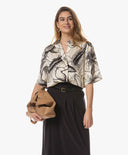 Blouse | Satin Viscose Dessin | Patani Dessin | Ink Blossom