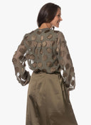 Blouse | Viscose Polyester | Tankuya | Olive Dot