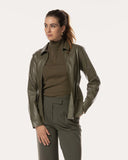 Blouse | Vegan Leather | Akita | Khaki Green