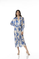 Dress | Polyester Satin Stretch | Kirari Dessin | Ocean Bloom