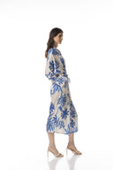 Dress | Polyester Satin Stretch | Kirari Dessin | Ocean Bloom