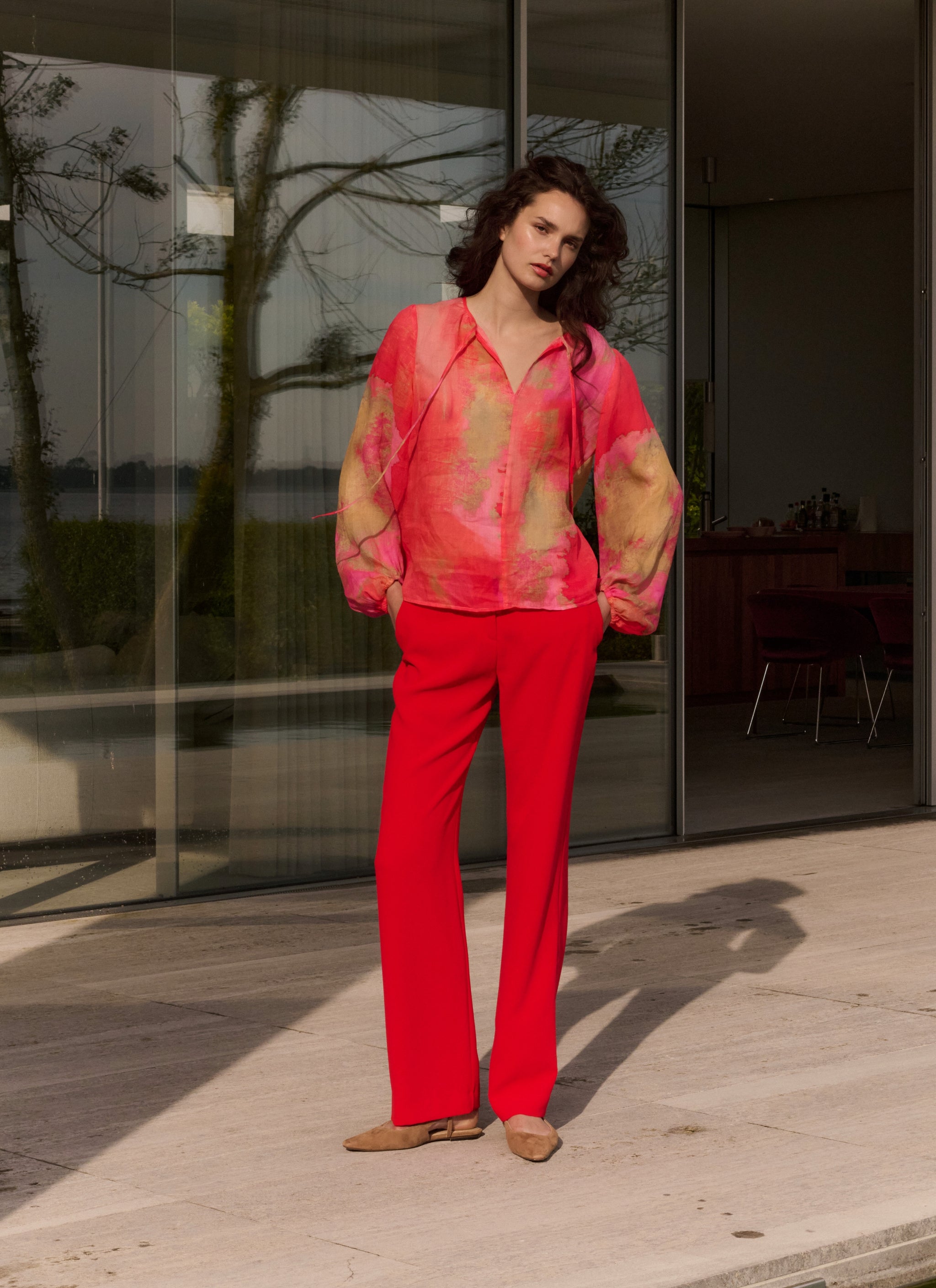 Pants | Crepe | Rawy Crepe | Coral Red