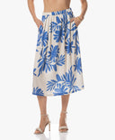 Skirt | Satin Viscose Dessin | Mitsuki | Ocean Bloom