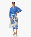 Skirt | Satin Viscose Dessin | Mitsuki | Ocean Bloom